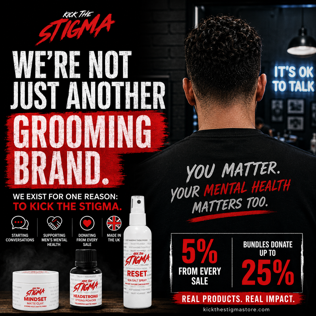 Kick The Stigma founder story and men's grooming brand launch