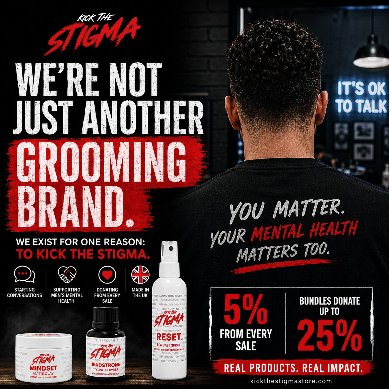 Kick The Stigma founder story and men's grooming brand launch